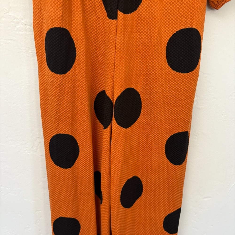 Farm Rio Anthropologie Polka Dot Wide Leg Jumpsuit Medium Orange Black New FLAW - Picture 5 of 16